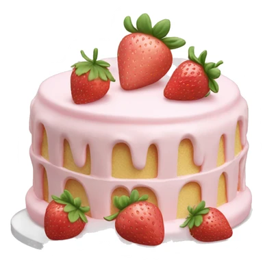 Light Pink strawberries and cream birthday cake  sticker