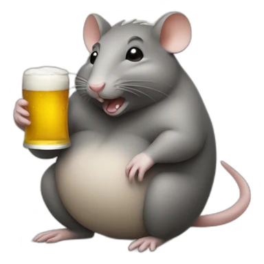 Fat rat drinking beer sticker