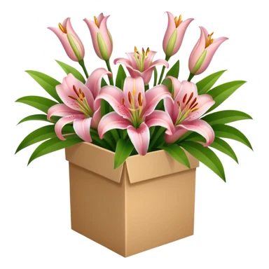 bouquet of lilies in a box sticker