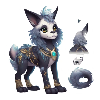 cute Kawaii edgy fantasy animal sparkle fursona Fionbri creature by griffsnuff & LiLaiRa & Falvie full body sticker