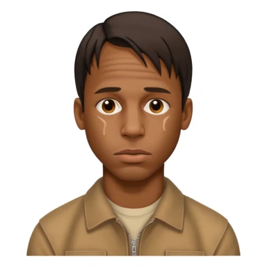 Create an iOS-style emoji of travis scott. Neutral facial expression, no emotion. Front-facing head only, clean Apple emoji aesthetic, smooth shading, simple shapes, no text, no accessories, plain background. sticker