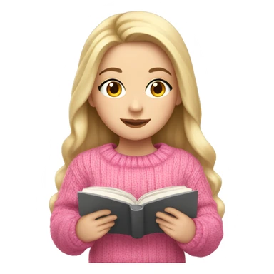 Pretty white girl with pink sweater reading cozy sticker