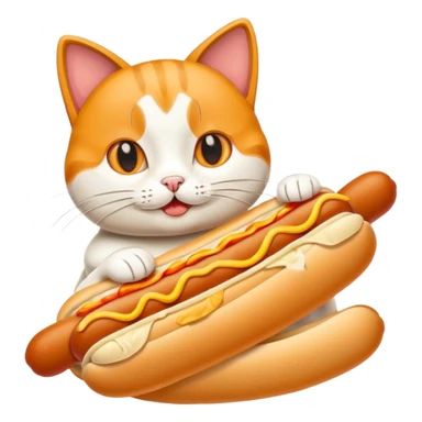 A cartoon cat eating a hot dog sticker