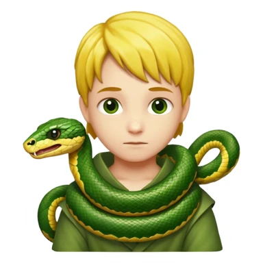 child with snake on shoulders sticker