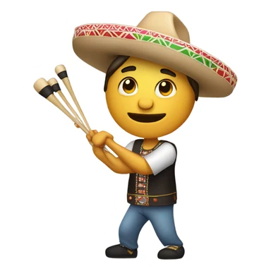 Draw a Mexican drummer lifting right hand with drum sticks sticker
