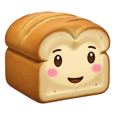 Emoji-style loaf of bread, flat design, simple and clean, no shading or folds, minimalistic, warm and appealing colors, centered on plain white or transparent background, high resolution sticker