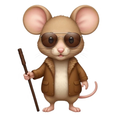 mouse with sunglasses and walking stick sticker