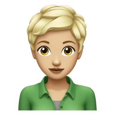 Blond girl pixie cut green eyes  sticker