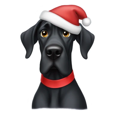 Black Great Dane in a Santa hat sticker