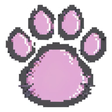 cat paw with pink paw pads, pixelated sticker