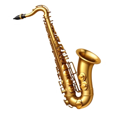 Cinematic Realistic Saxophone, smooth, curving golden brass body, intricate keywork reflecting soft warm light, rich patina adding character, glowing with a jazzy and atmospheric presence. sticker