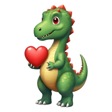 dinosaur holding a heart sticker