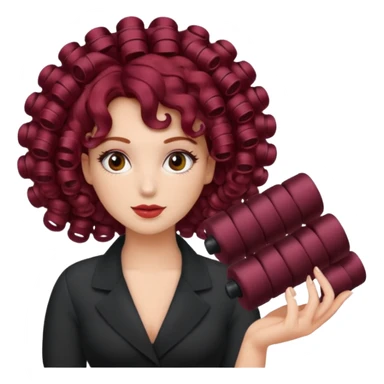 hair with burgundy hair rollers sticker