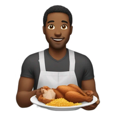 a black men eating chicken sticker