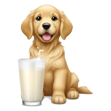 golden retriever puppy drinking milk sticker
