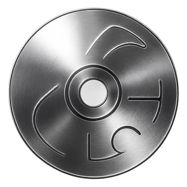 A minimalist CD disc with abstract pattern, neon glowing effect, purple color sticker