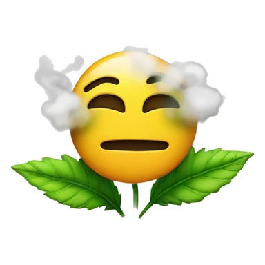 weed emoji with smoke around it  sticker