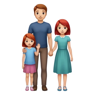 A man with brown hair holding a child, a daughter, and a girl with red hair by the hand sticker