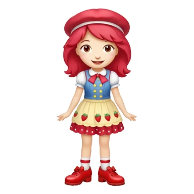 pretty and cute realistic modern day strawberry shortcake full body with red shoes emoji sticker