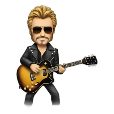 Johnny Hallyday avec une guitare less paul sticker