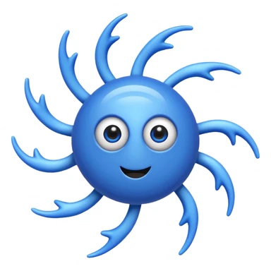 simple blue cyclone emoji with googly eyes and blue limbs sticker
