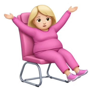 Little Girl fat but not too fat falling off of a chair half in the air chair with pink clothes on sticker