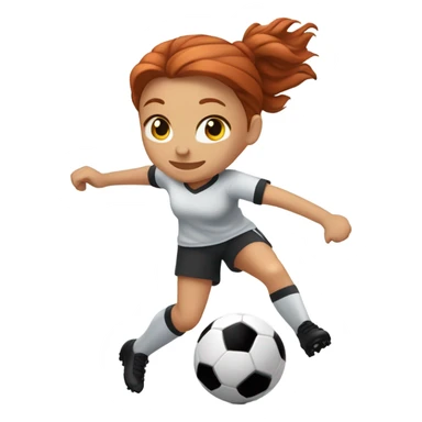 girl with auburn hair and light skin kicking a soccer ball sticker