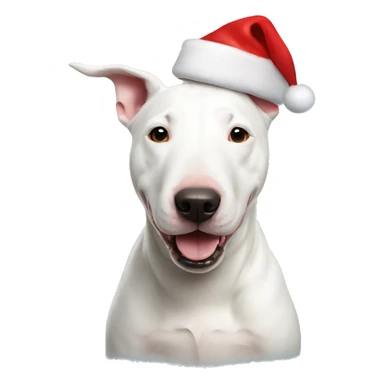 White Bull terrier with Santa hat sticker