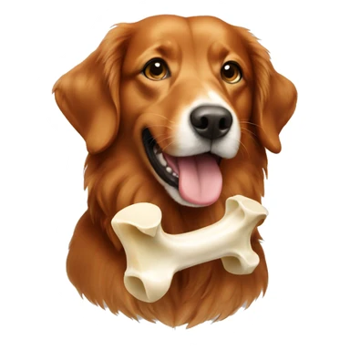 A toller with a bone in there mouth sticker