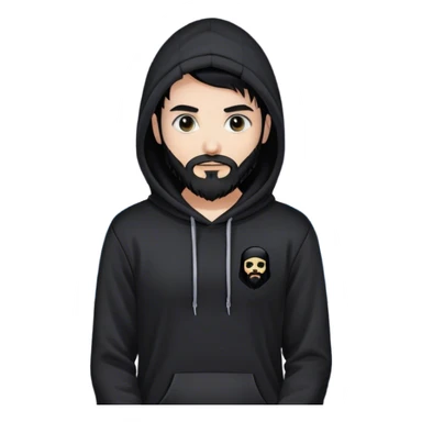 hackeur blanc cheveux noir barbe et capuche noir à côté d'un server ia sticker