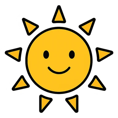 colorful outlined icon of a smiling sun sticker