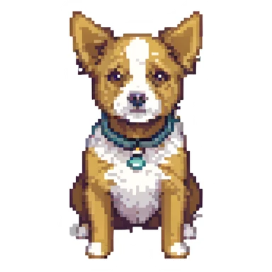 Toto the dog from Wizard of Oz, highly pixelated, front-facing pose sticker
