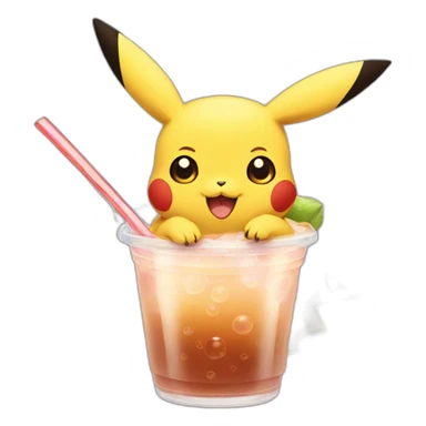 pikachu drinking bubbletea sticker