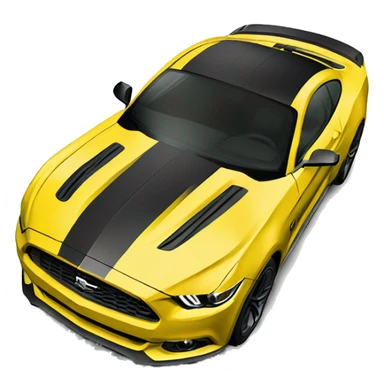 Create me an emoji of a 2015 Mustang GT, yellow with tinted windows and black wheels  sticker