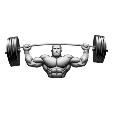 Powerlifting emblem featuring a stylized barbell with heavy weights, bold and strong font, dynamic lines, and muscular silhouette. Clean, modern, and impactful design, suitable for representing the strength and power of the sport. Transparent background. sticker