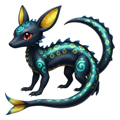 Shiny beautiful gorgeous ethereal Scaley Exotic Salandit-Umbreon-Fakémon-hybrid-creature (full body) sticker