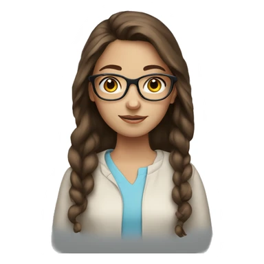 teen girl with brown hair blue eyes and glasses  sticker