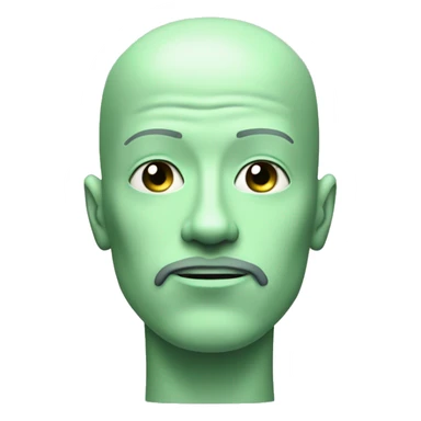 Pastel green bald male cyborg head with goatee sticker