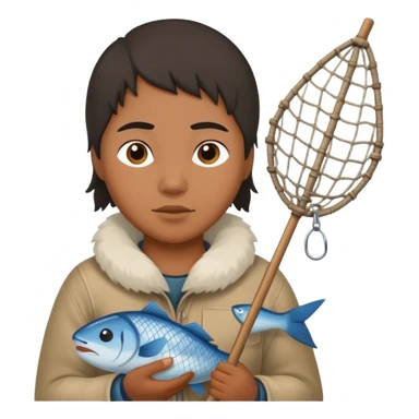 Inuit with a fishing net sticker