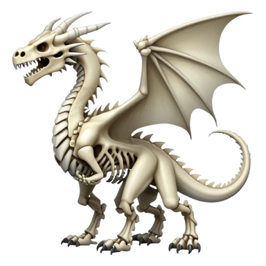 An epic shiny cool edgy skeletal bone dragon, full body sticker