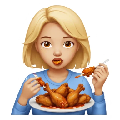 girl eating wings sticker