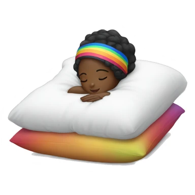 Black girl with rainbow bonnet on sleeping on pillow  sticker