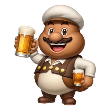 Goomba from super mario bros with a beer sticker