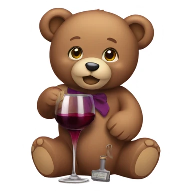 Teddy Bear drinking wine sticker