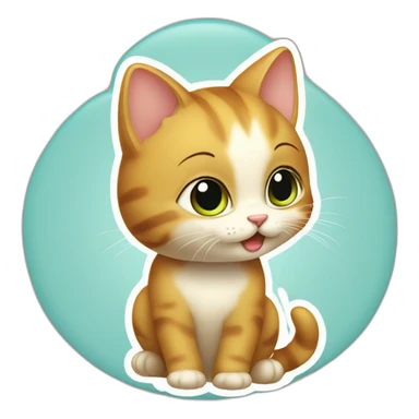 un bébé chat sur une tortu sticker