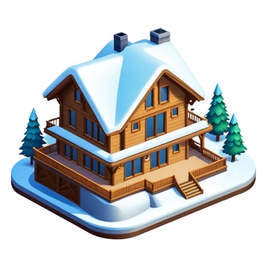 luxurious ski lodge isometric sticker