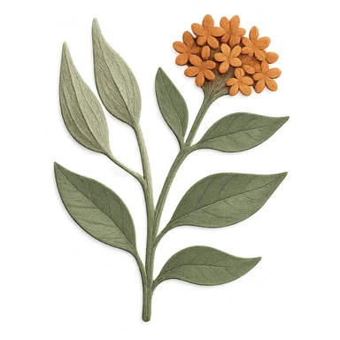 milkweed plant with seed pods, delicate paper layers, realistic textures, expressive leaves and flowers, paper craft style sticker