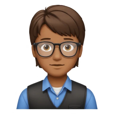 boy brown hair mullet glasses tan sticker