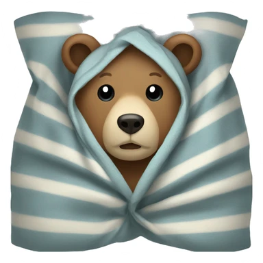 A bear wrapped in a blanket sticker