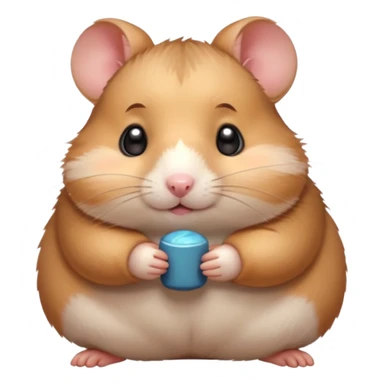 Cute chubby cartoon-style hamster blushing, shy expression. Painterly shading, white background, sticker-style illustration sticker